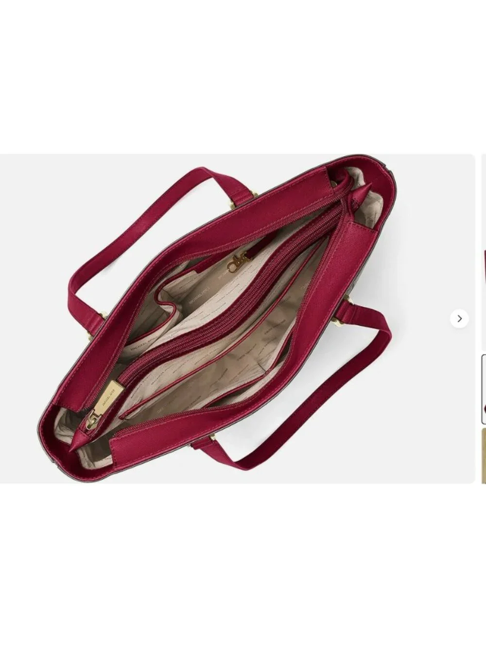 NEW Michael Kors Charlotte Large NS Tote Leather‎ Structured Cherry Red NWT